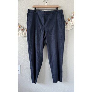 J. jill Linen Stretch Navy Pull On Straight Leg Pant Coastal Minimalist Modest L